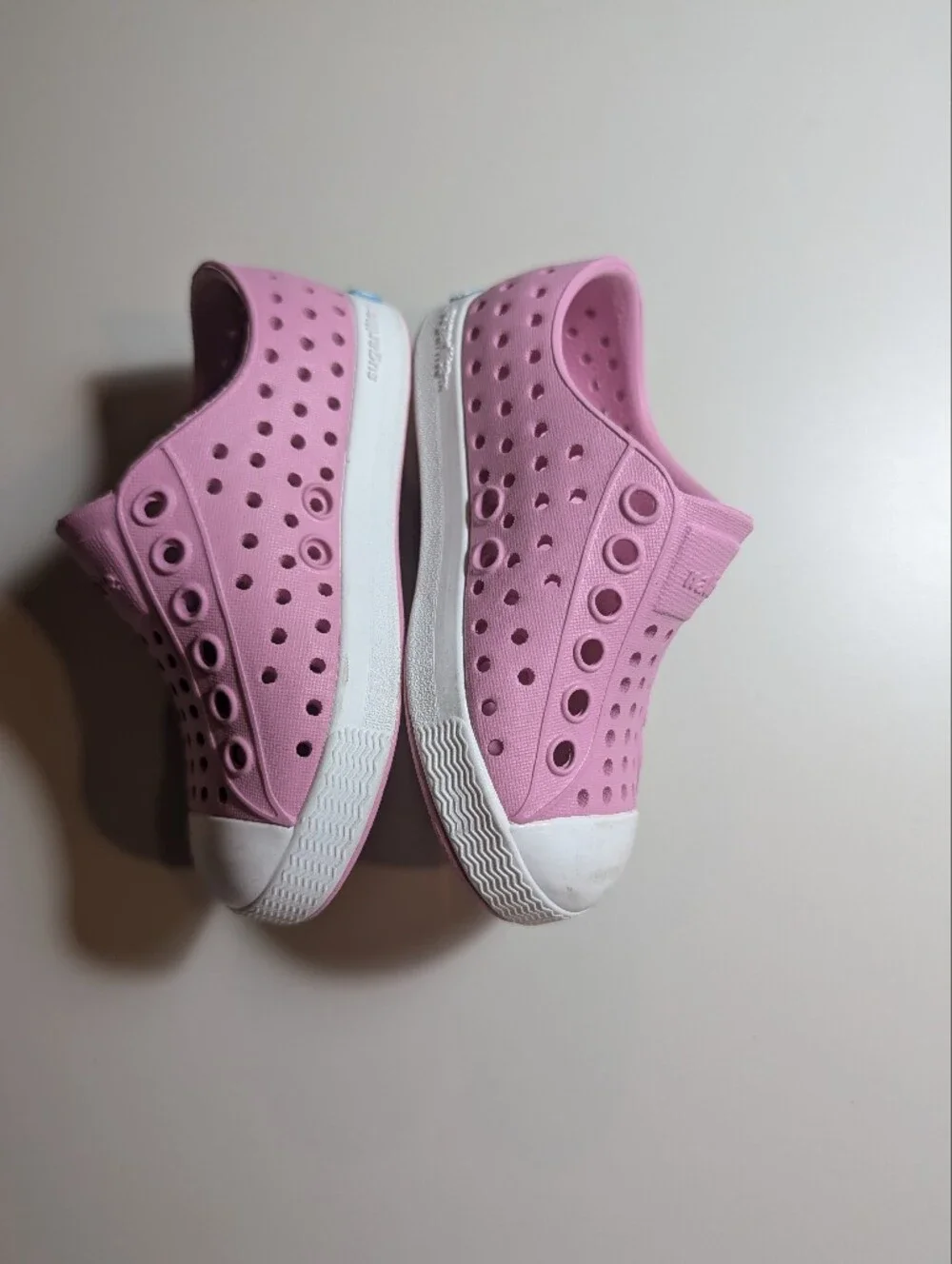 Native Kids Slip-On Water Shoes in Pink with White Toe Cap Child 4